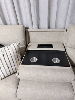 Sectional Sofa with Console and Cup Holders