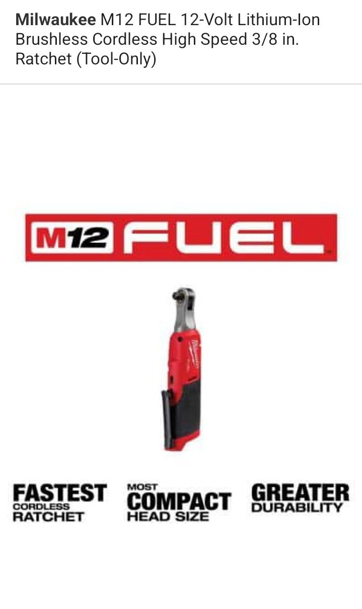 Ratchet M12 Fuel 3/8"... TOOL Only 