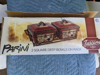 Decorative bowls on rack