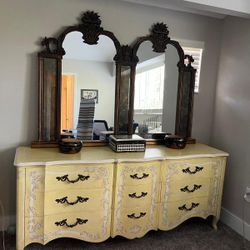 Free Bedroom Set - King Size Bed Frame And Mattress, Dresser, Mirror, Desk Drawers