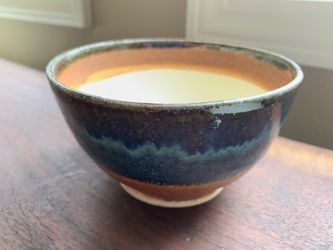 Unique handmade sand and sea blue ceramic bowl plant pot