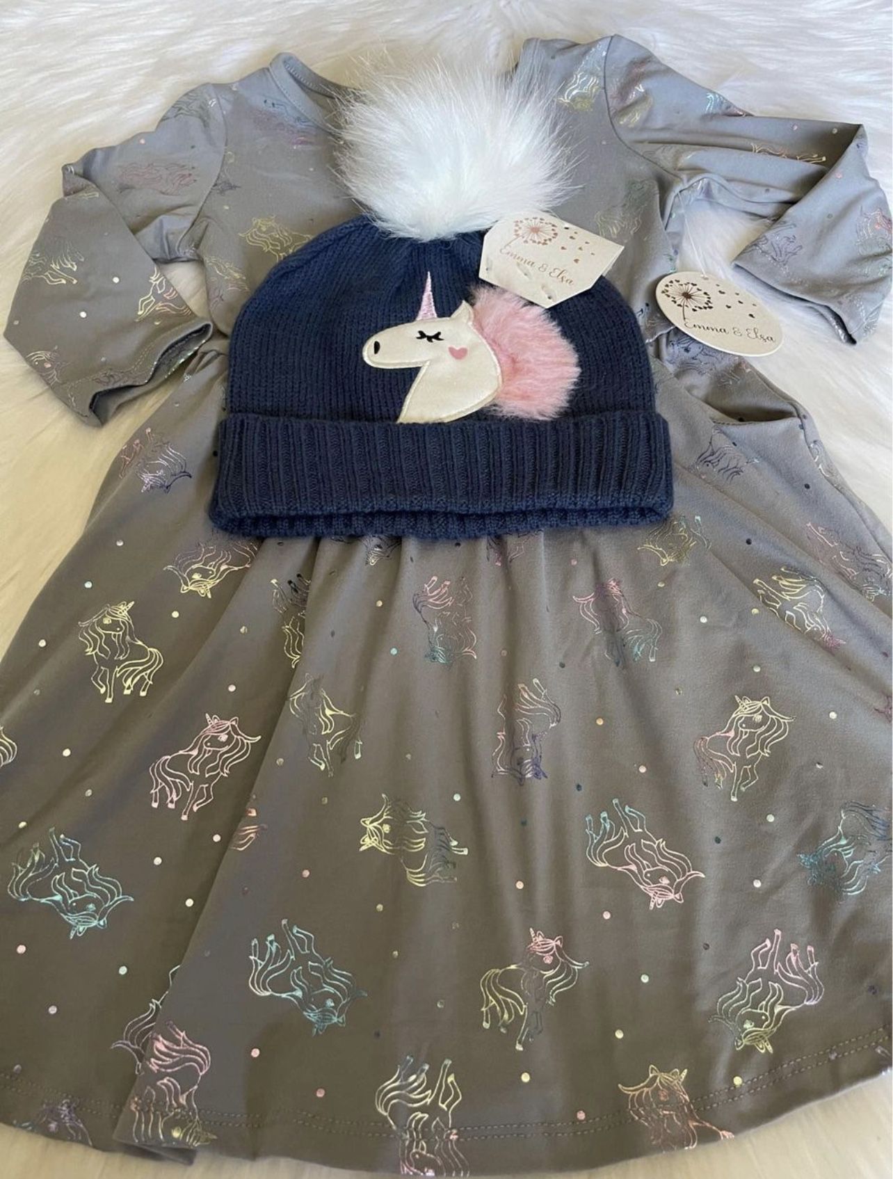 TODDLER GIRL DRESS AND BEANIE SET SIZE 4T