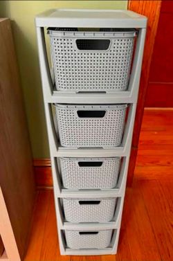 Tower drawer storage bins organization woven stackable Tools Makeup Bathroom