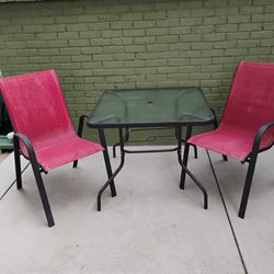 Outdoor Table with 2 Patio Chairs 