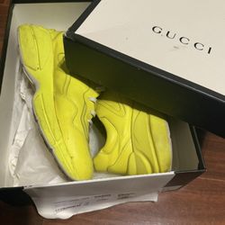 Size 11 - Gucci Rhyton Leather Sneaker Yellow Fluo 
