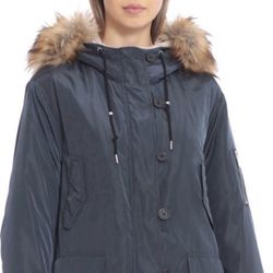 NWT Avec Les Filles surplus faux fur utility jacket coat parka size M 