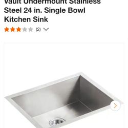 KOHLER

Vault Undermount Stainless Steel 24 in. Single Bowl Kitchen Sink NEW OPEN BOX ITEM 