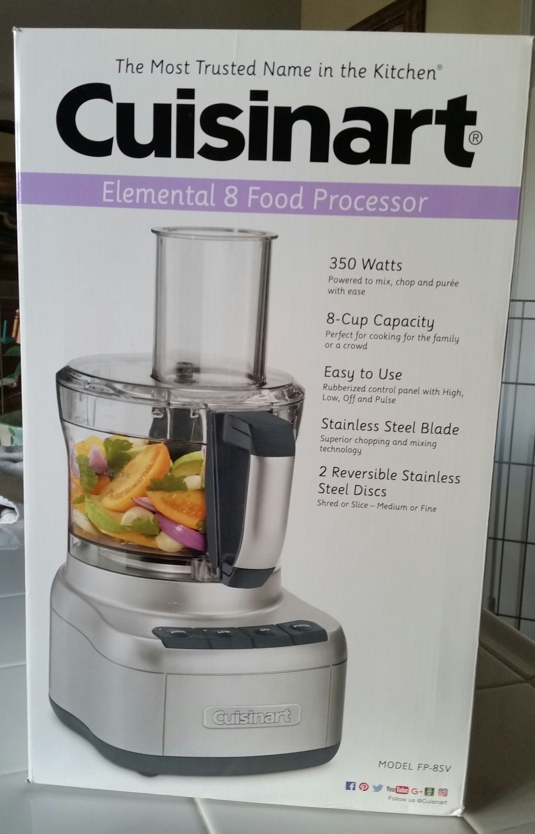 Cuisinart FP-8SV Elemental 8-Cup Food Processor, Silver