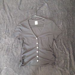 Black Low-Cut V-Neck