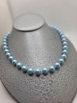 Pastel Blue Vintage Pearl Necklace
