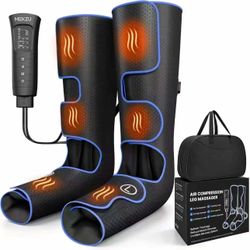 MEKZU Air Compression Leg Massager with Heat, 6 Massage Modes, 3 Vibration Settings, Foot Massager Boots for Circulation and Pain Relief Circulation a
