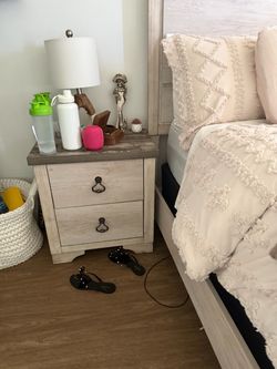 FULL SIZE BED FRAME, NIGHTSTANDS, MATTRESS, BOX SPRING SET