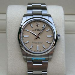 ROLEX 124200 OYSTER PERPETUAL 34MM WATCH BEIGE DIAL NIB - T6553