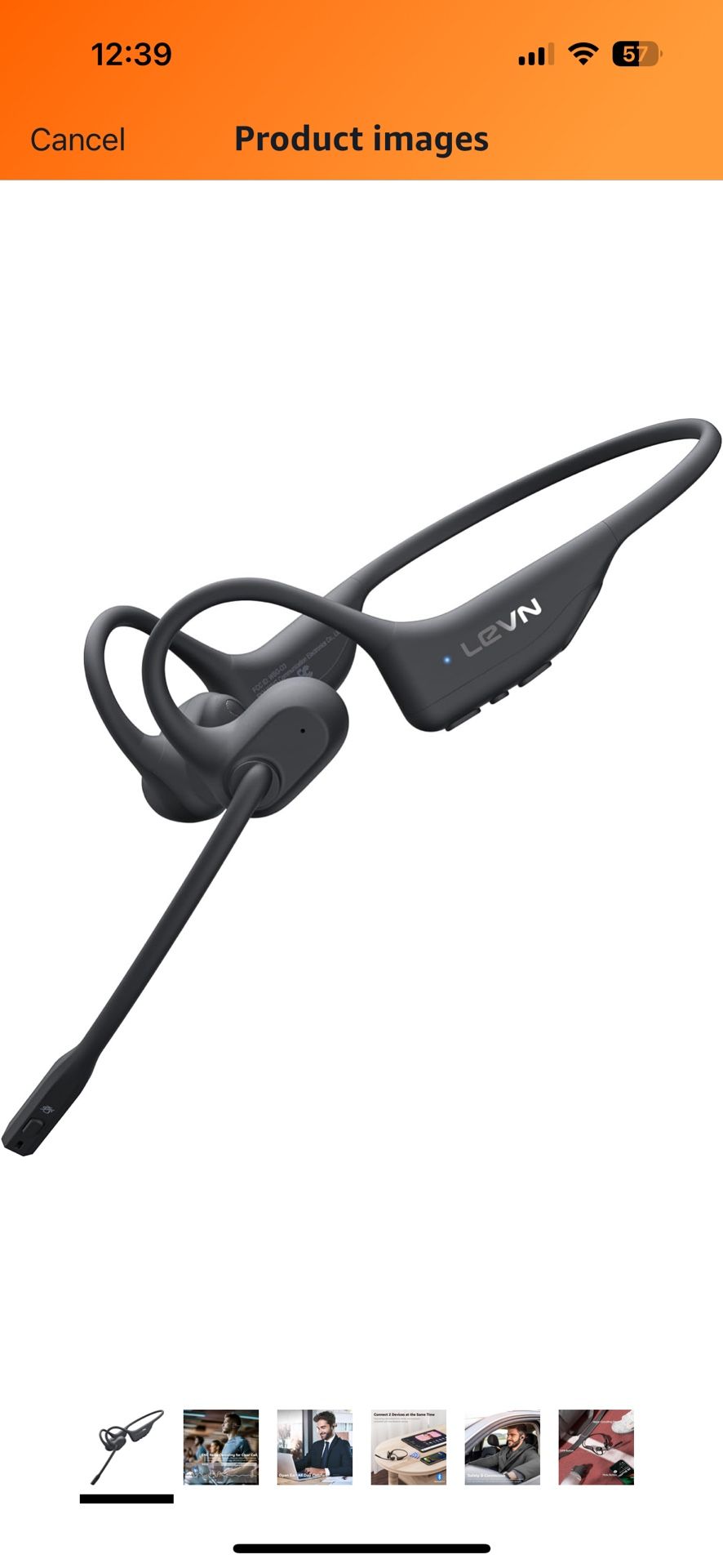 Open Ear Headphones with Mic, Bluetooth Headset with Microphone (AI Noise Cancelling), Comfort Bluetooth 5.3 Headphones, Sweatproof Wireless Headphone
