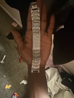Iced-out mens pave-set link bracelet