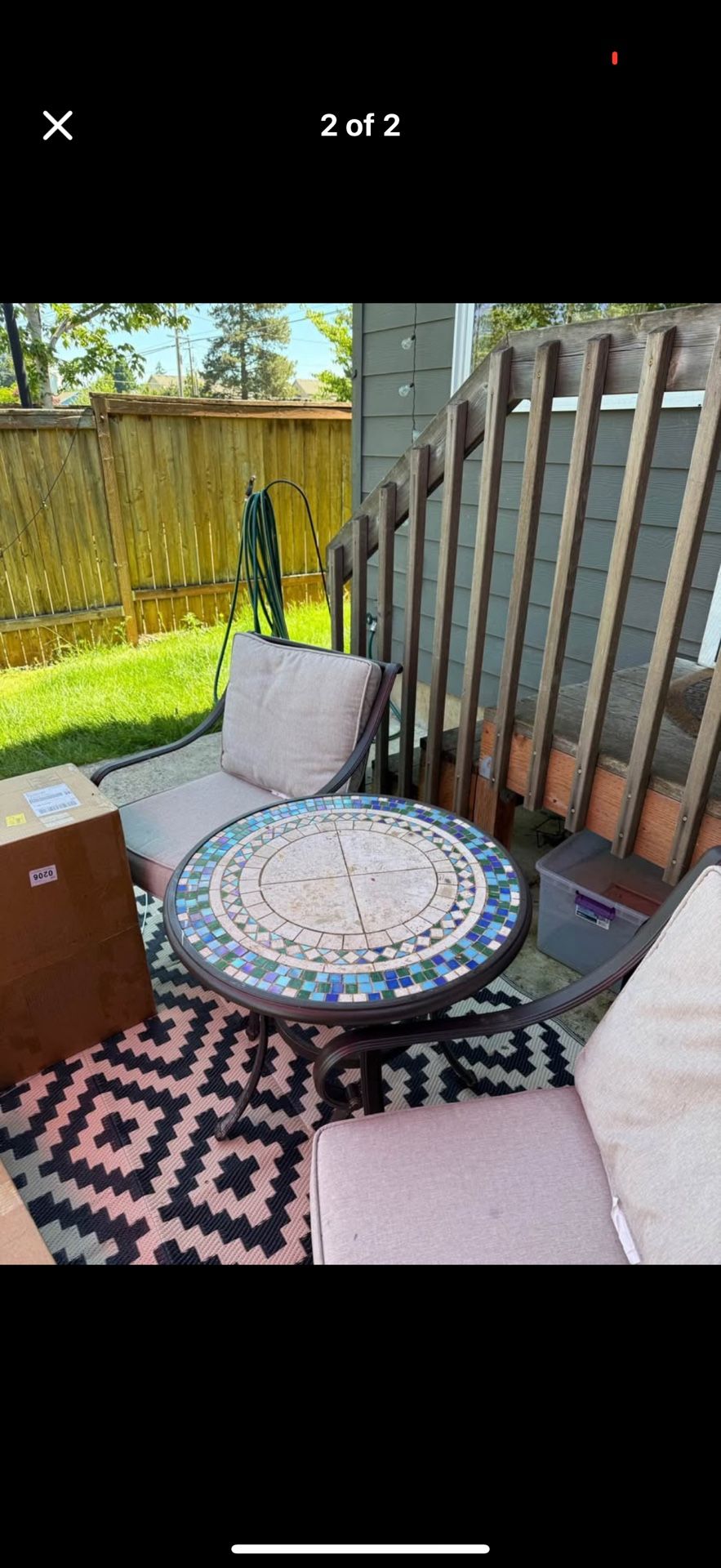 Metal Mosaic Tile Patio Furniture Set