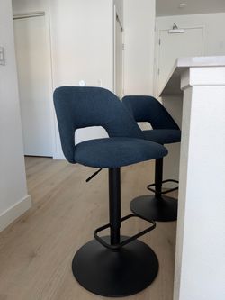 Set of 2 Blue Adjustable Bar Stools