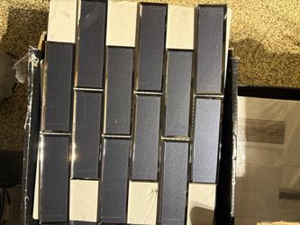 Blue glass subway tile