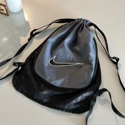Nike Gray Grey Black Drawstring Backpack Gym Bag Travel Bag