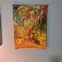 Abstract Painting Acrylic On Thin Canvas