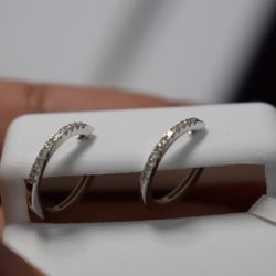 Beautiful Natural Diamond Earrings In 14K White Gold