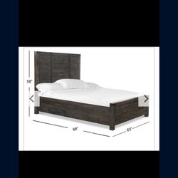 Magnussen Abington Queen Panel Bed with Storage in Weathered Charcoal