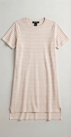 Buffalo David Bitton Striped Knit T-Shirt Dress Pink Stripes Size L Designer New