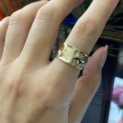 Unisex S925 Silver wide adjustable Open Ring for women men