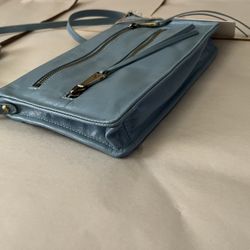 blue leather purse