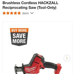 Milwaukee
M18 FUEL 18V Lithium-Ion Brushless Cordless HACKZALL Reciprocating Saw (Tool-Only) new  2719-20