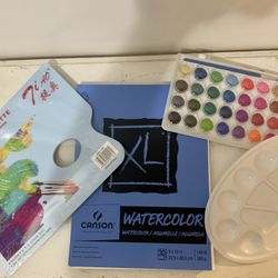Paint Supplies - Paint, Watercolor Pad, Paper Palette