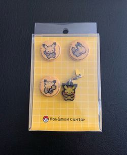 Japan Pikachu Pixel Can Badge Button Pin Keychain Pokemon Center 2011