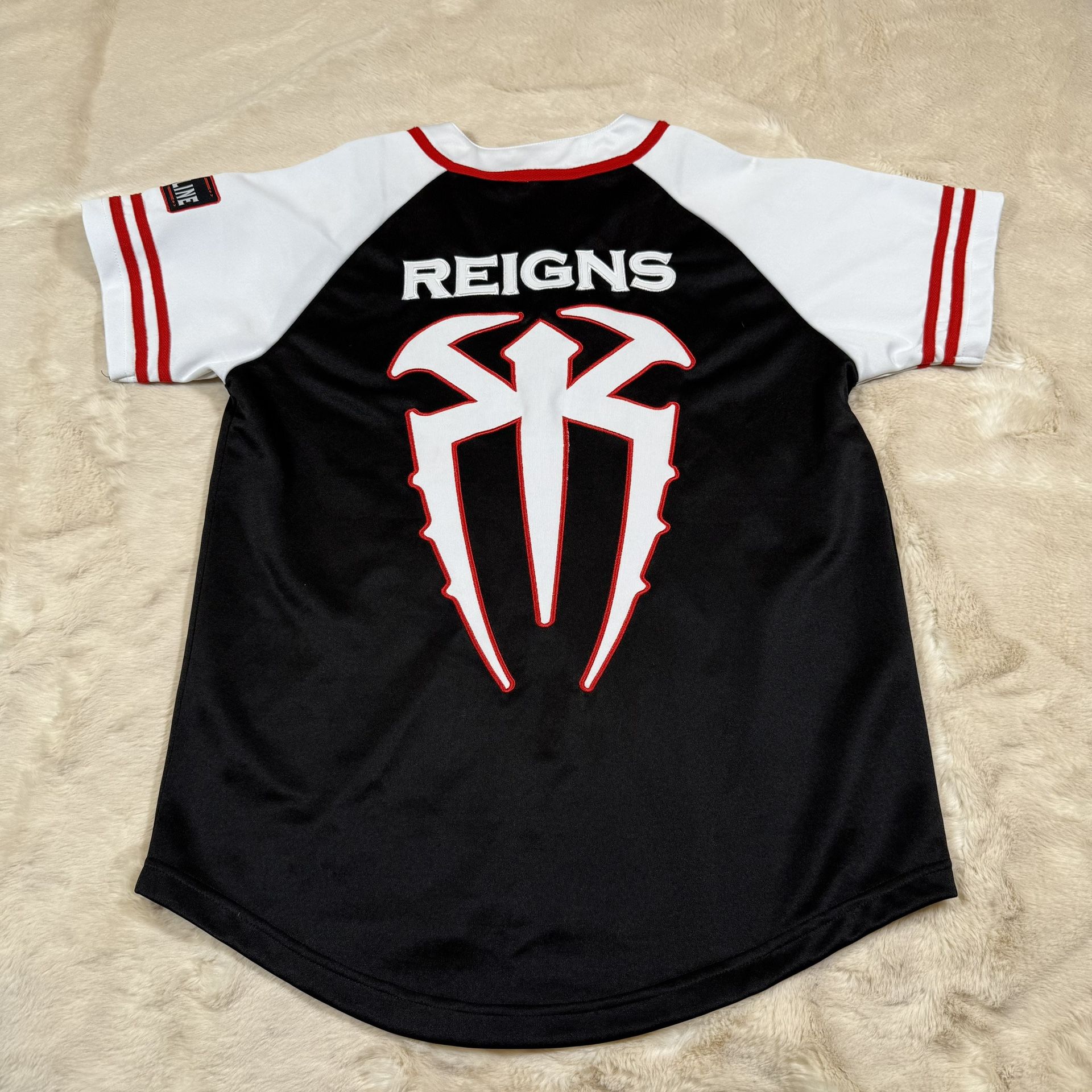 WWE Roman Reigns Acknowledge Me BLOODLINE Baseball Jersey Button Shirt Size M