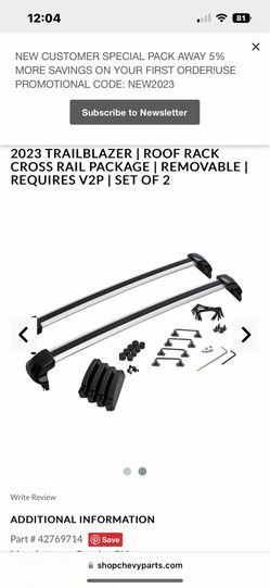 Crossbar GM Roof rack FOR 2023  chevy trailblazer 