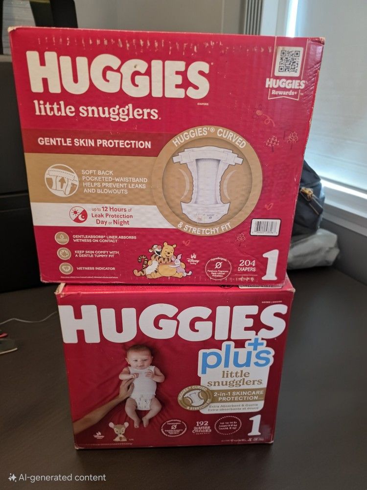  Price Firm Includes Both Boxes #1 Huggies Diapers # 1 Baby