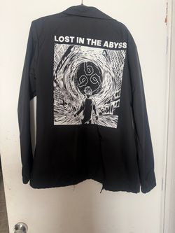 Lost in the Abyss Black Graphic Coach Jacket