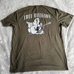 True Religion Buddha Graphic T-Shirt – Men’s Large – Olive Green