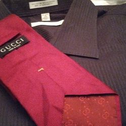 Gucci 100% Silk Tie/Geoffrey Beene Shirt