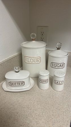 ceramic kitchen canister and tabletop set