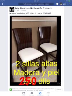250 dlls el par de sillas medio altas nuevas