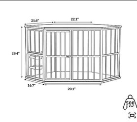 Corner kennel dog crate with 2 stainless bowls