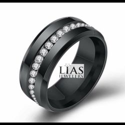 New S925 Black Gunmetal Men Wedding Ring 