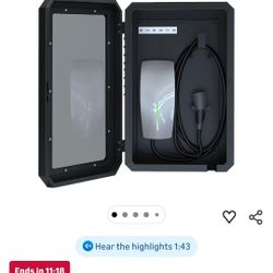 EV Charger Outdoor Enclosure, Charger Station Box for Tesla Wall Charger, Cable Cord Holder Lock Box, Tempered Glass Front Panel,L19.6 x W9.8 x H27.5