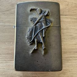 ZIPPO: BRASS, Marlboro Bucking Bronco, Cowboy, Lighter, 1994, Vintage