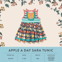 Girls Size 6  MATILDA JANE Wonderment Apple A Day Sara Tunic Top Multicolor