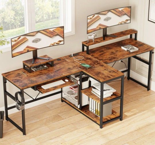 T-shaped computer desk w/power outlet - Used Like New condition