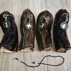 Rare Set Vintage Brown Faux Fur Golf Club Covers