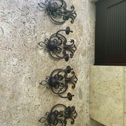 4 Candelabros Antiguos Iron Work 