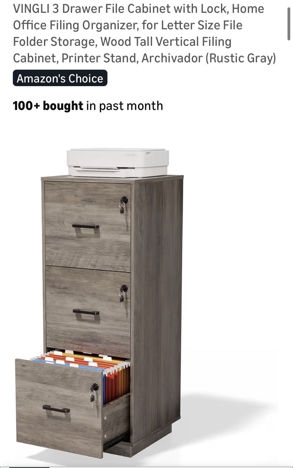 3 Drawer File Cabinet