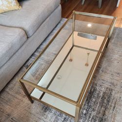 Gold Glass And Mirrored Coffee Table